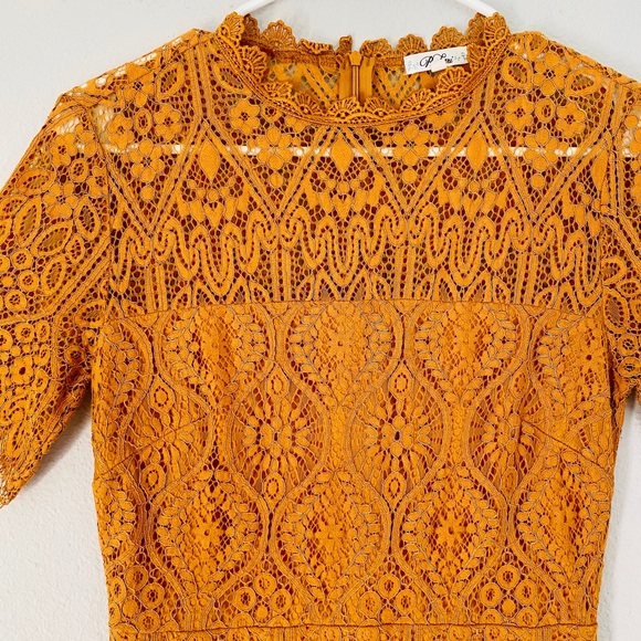 ☀️Roxberi- Golden Lace Embroidered Dress VTG Style - Picture 2 of 12